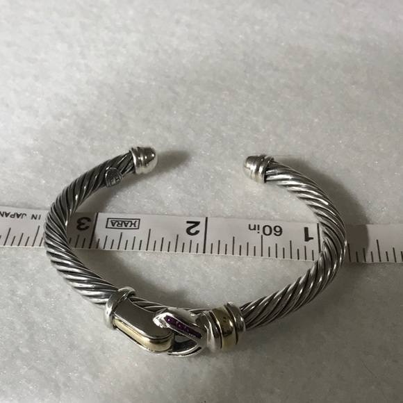 Sterling and 18k Gold Bracelet With Rubies - Picture 2 of 6